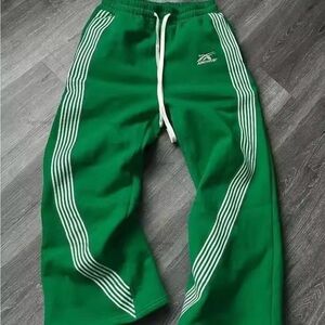 Green Joggers with White Accents